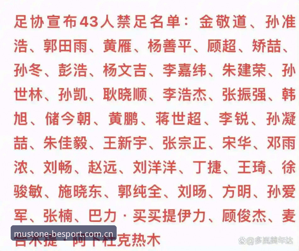 中国足协第三批禁足名单详解：17人终身禁赛，48人受罚